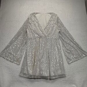 Silver Sequin Mini Dress